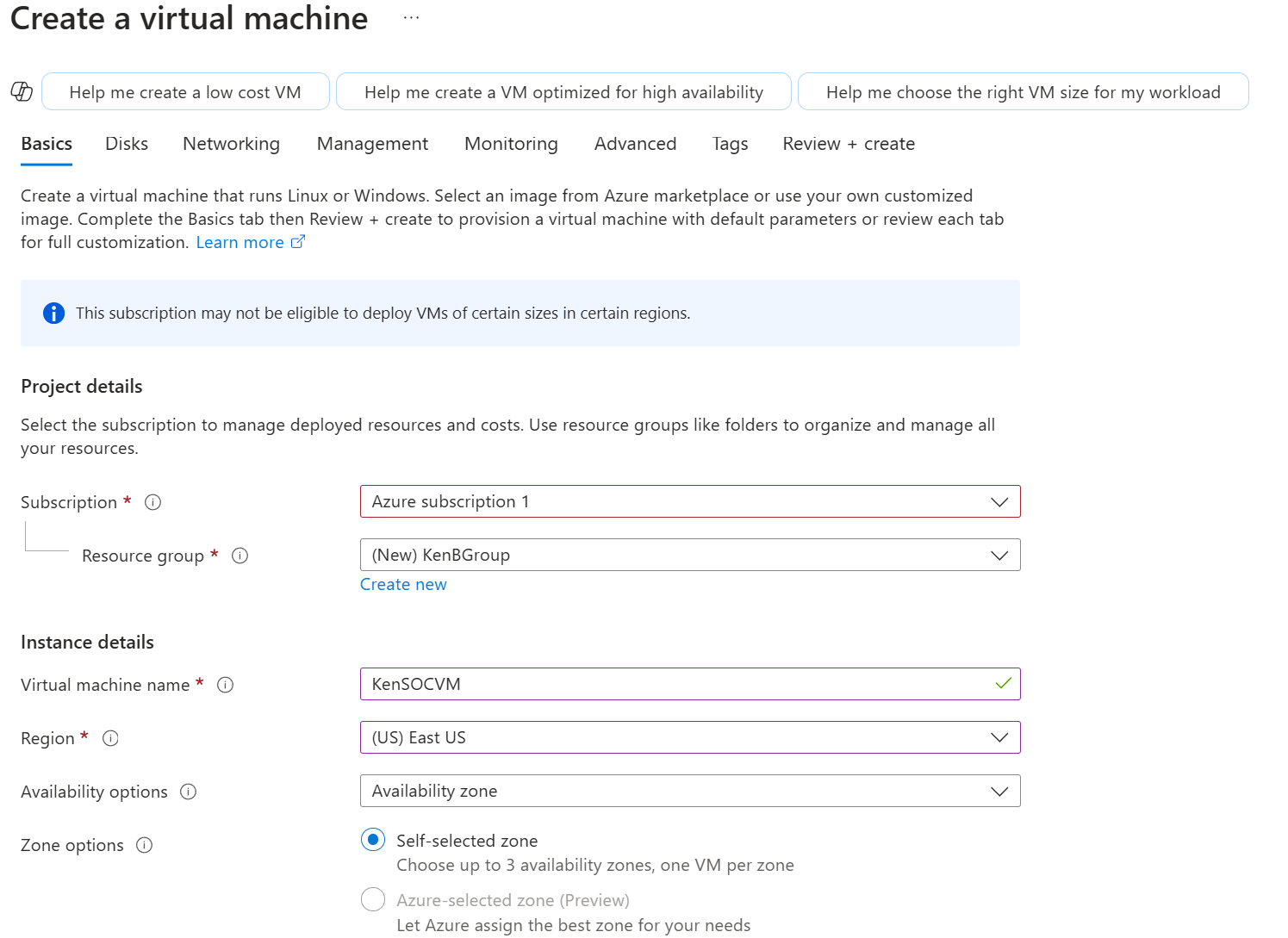 Azure VM Creation